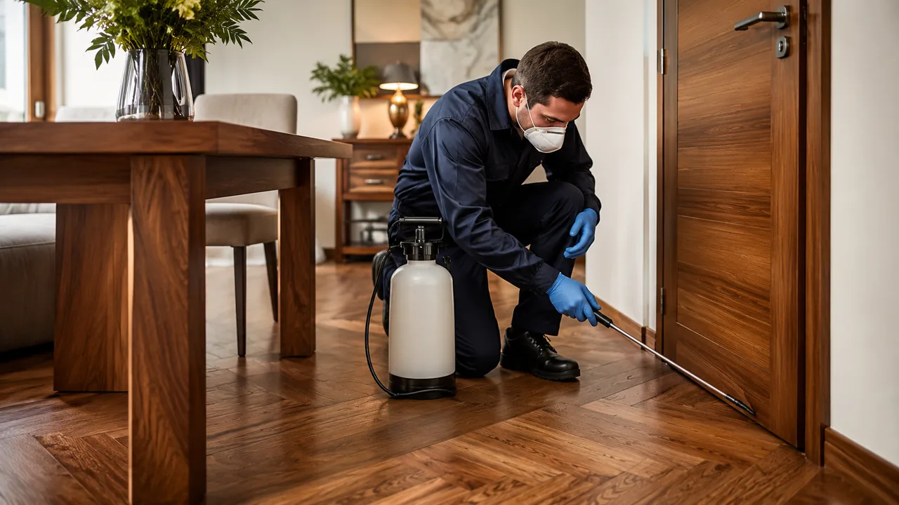 Traitement professionnel d’une porte et d’un parquet dans un intérieur