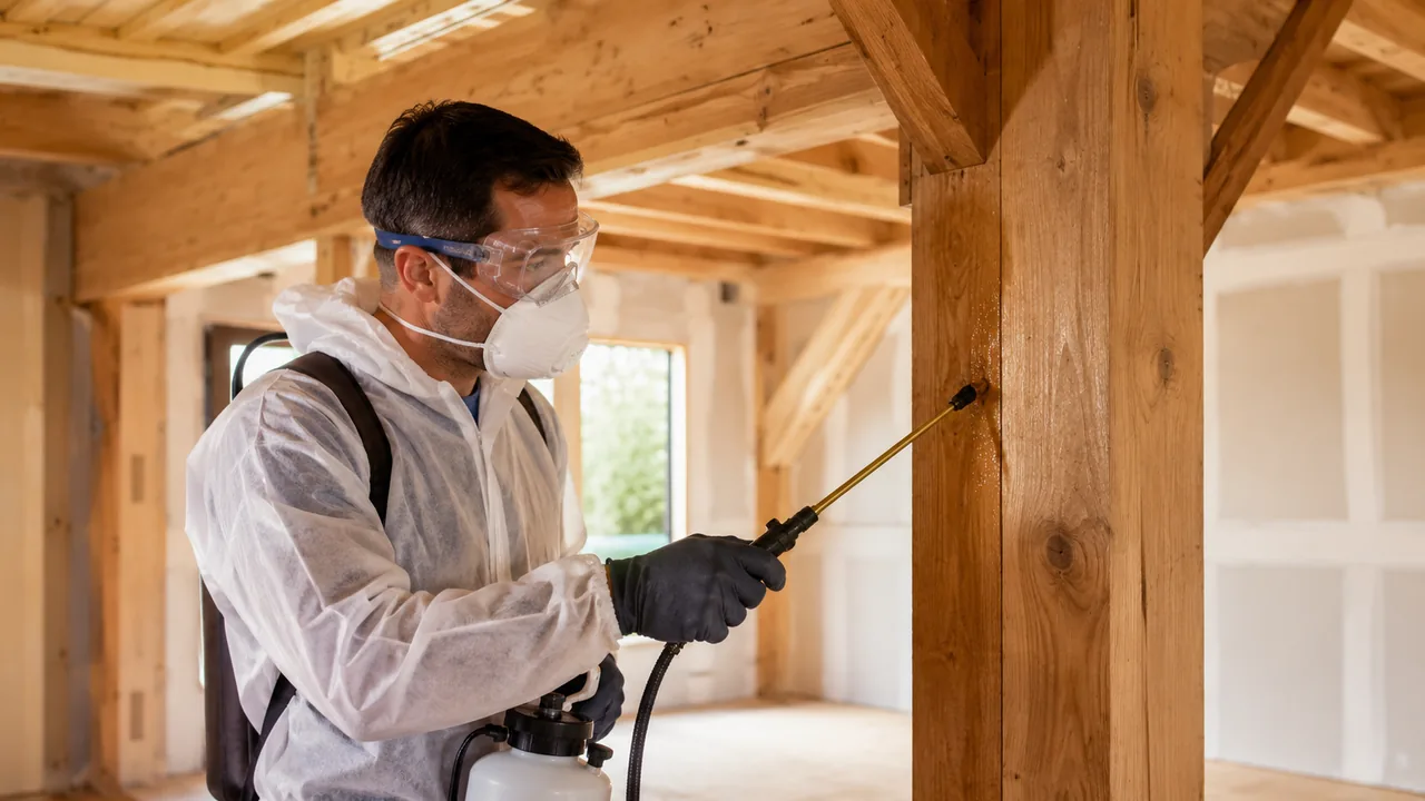 Application d’un traitement préventif sur une structure neuve en bois